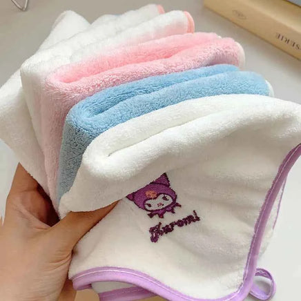 5pcs Sanrio Cinnamoroll Kids Towel Kuromi my melody Absorbent Face Wash Bath Dry Hair Towel Soft Coral Velvet Embroidery Towel