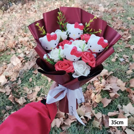 Hello Kitty Cartoon Plush Bouquet Artificial Rose Flowers Home Wedding Decoration Valentine Day Gift 1