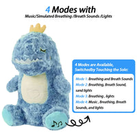 Elephant Plush Toy – Soothing Breathing Companion – Music & Light – Lusy Store Blue Dinosaur 10"-13"