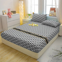 1 Simple Modern Letter Printed Matte Fitted Sheet, Bedroom Printed Bed Cover, Bedding (Excluding Pillowcases) Lusy Store