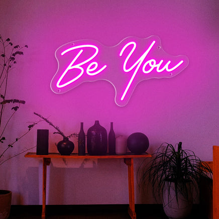 Lusy Store LLC Be You LED Neon Sign, USB Energy Saving Power Supply Indoor and Outdoor Room Wall Hanging Decorative Lights Neon Sign