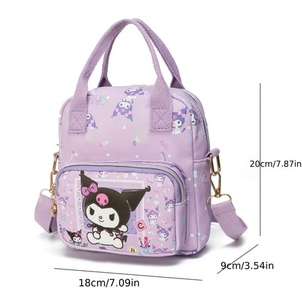 Cute Sanrio Hello Kitty Leather Women's Messenger Bag Cartoon Kuromi Melody Cinnamoroll Versatile Student Shoulder Crossbody