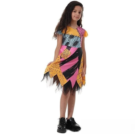 2024 halloween Costumes Kids Girls Cosplay Clothing The Nightmare Before Christmas Children Princess Sally With Bag Suit 2-10T