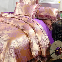 Nordic Satin Jacquard Duvet Cover Set Luxury Flower Bedding Set Adlut Quilt Cover Pillowcases Sheet Twin Queen King Home Texiles Lusy Store