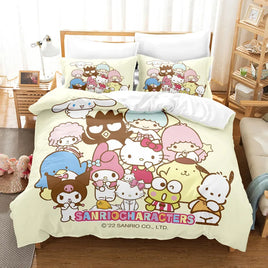 Christams Bedding Set Hello Kitty Kuromi Cinnamoroll My Melody Duvet Cover Pillow Case Halloween Bed Set A