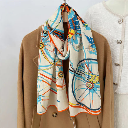 POBING 30% Silk 70%Cashmere Scarf Women Hand Rolled Luxury Printed Long Scarves Wraps Bandana Big Shawls Hijabs Female Foulards Lusy Store