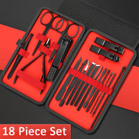7/10/12/18/20/24PCS Set Professional Manicure Set Kits Stainless Steel Fingernail Toenail Clippers Set with Leather Portable Lusy Store