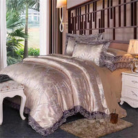Nordic Satin Jacquard Duvet Cover Set Luxury Flower Bedding Set Adlut Quilt Cover Pillowcases Sheet Twin Queen King Home Texiles Lusy Store
