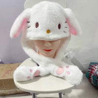 Kawaii Sanrio Ear Moving Hat: Cinnamoroll, My Melody & Kuromi Soft Plush Jumping Up Cap Hello Kitty