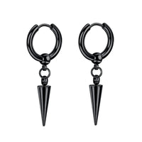 2-14pcs Stainless Steel Punk Dangle Hoop Piercing Earrings with 2Pairs Fairy Elf Ears for Women Men Halloween Cosplay Photo Prop 2pcs Black F