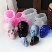 White and Pink Skull Candle Molds DIY Epoxy Skull Resin Mold Art Craft for Holiday Decoration DIY Halloween Skeleton Skull Mold