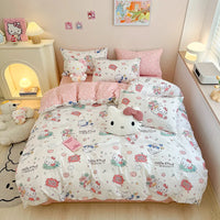 Hello Kitty Bedding Duvet Cover Student Bedding Set Soft Microfiber Bedspread Lightweight Coverlet D-3pcs