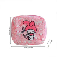 [Licensed] Sanrio Hello Kitty Cinnamoroll Kuromi Cartoon Girl Sanitary Napkin Storage Bag MakeUp Bag Coin Purse Card Holder Bag