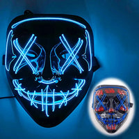 Featured Halloween Masks LED Light Up Full Face Masks Red, Green, Blue Holiday Cosplay Halloween Costumes Masquerade Party, Carn bule