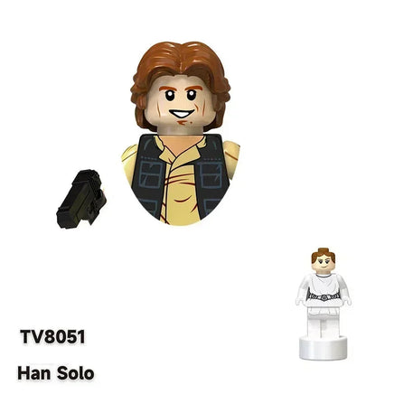 Star Wars Mandalorian Mini Robot Figure Toy - Han Solo, C-3PO, Leia, Darth Vader, Boba Fett Blocks TV8051