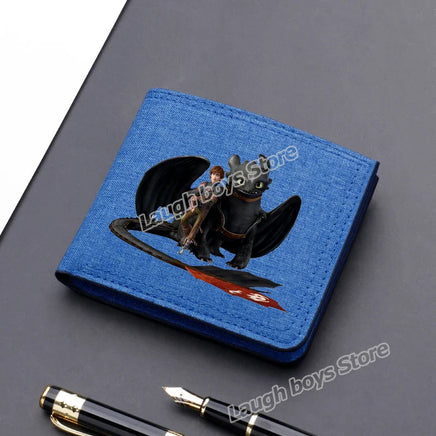 Toothless Canvas Wallet Men Short Folding Purse How To Train Your Dragons Cartoon Card Holder Coin Case Fashion Pocketbook Gift Lusy Store