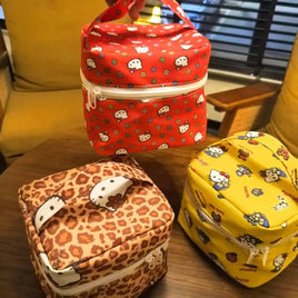 Kawaii Hello Kitty New Cosmetic Bag Portable Hand-Held Large-Capacity Storage Bag Cartoon Travel Toiletry Bag Girls Makeup Bag