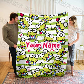Personalized Sanrio Keroppi Print Blanket for Adults and Kids Style A