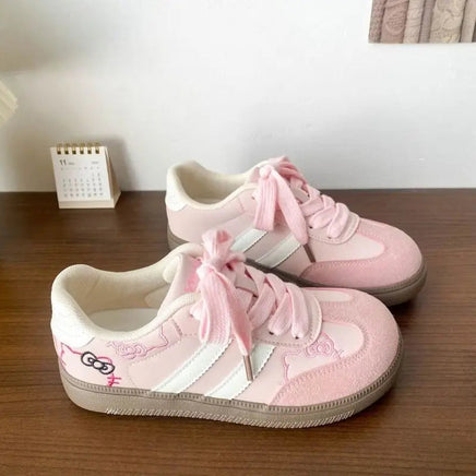 Hello Kitty Sneakers for Spring and Autumn Girls Cute Cartoon Anime Accessories Pink Fashionable Casual Board Shoes Gift Hello Kitty Pink