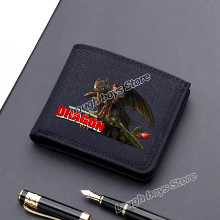 Toothless Canvas Wallet Men Short Folding Purse How To Train Your Dragons Cartoon Card Holder Coin Case Fashion Pocketbook Gift Lusy Store