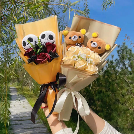 Lusy Store LLC Hello Kitty Stitch Halloween Jack Plush Dolls Flower Bouquets Gifts Bouquet