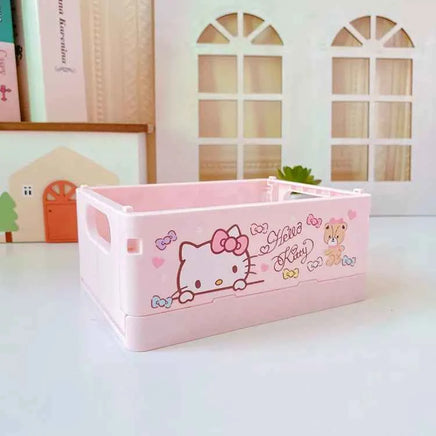 Sanrio Kawaii Hello Kitty My Melody Kuromi Cinnamoroll Desktop Storage Box Foldable Stackable Cosmetic Organizer Desktop Storage 5