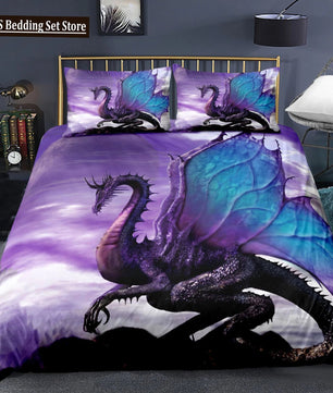 Dragon And Phoenix Duvet Cover Set Full Queen Size, Fantasy World Monster Gothic Bedding Sets Bohemian Mandala Comforter Cover Lusy Store