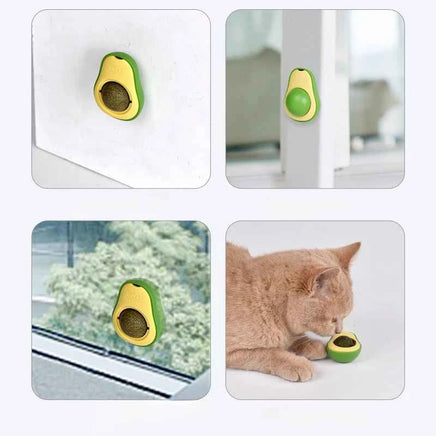 Natural Catnip Wall-Mounted Ball for Cats, Rotatable & Lickable, Healthy Teeth Cleaning & Scratching Toy