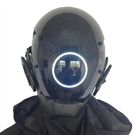JAUPTO Punk Mask Cosplay for Men, LED Round Light Mask for Women Cosplay Halloween Fit Party Music Festival Accessories WHITE