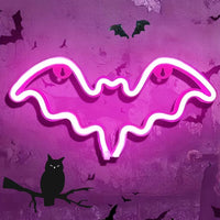 Halloween Bat Spirit LED Neon Wall Decor for Party Gift - Terrifying Atmosphere - USB or Battery Powered Bat Pink 0-5W
