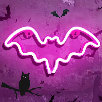 Halloween Bat Spirit LED Neon Wall Decor for Party Gift - Terrifying Atmosphere - USB or Battery Powered Bat Pink 0-5W