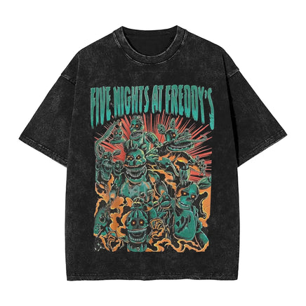 Men Y2K Basic Cotton T-Shirts Summer Bonnie Funny FNAF At Freddys Round Neck Fashion Tee Shirt Custom DIY Oversize Tops 16