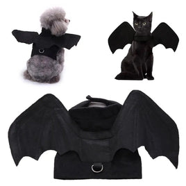 1Pcs Halloween Cute Pet Clothes Black Bat Wings Harness Costume Cosplay Cat Dog Halloween Party for Pet Supplies