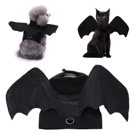 1Pcs Halloween Cute Pet Clothes Black Bat Wings Harness Costume Cosplay Cat Dog Halloween Party for Pet Supplies