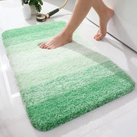 Olanly Luxury Bath Mat Microfiber Absorbent Bathroom Rug Shower Foot Mat Non-Slip Soft Living Room Floor Plush Carpet Decoration Green