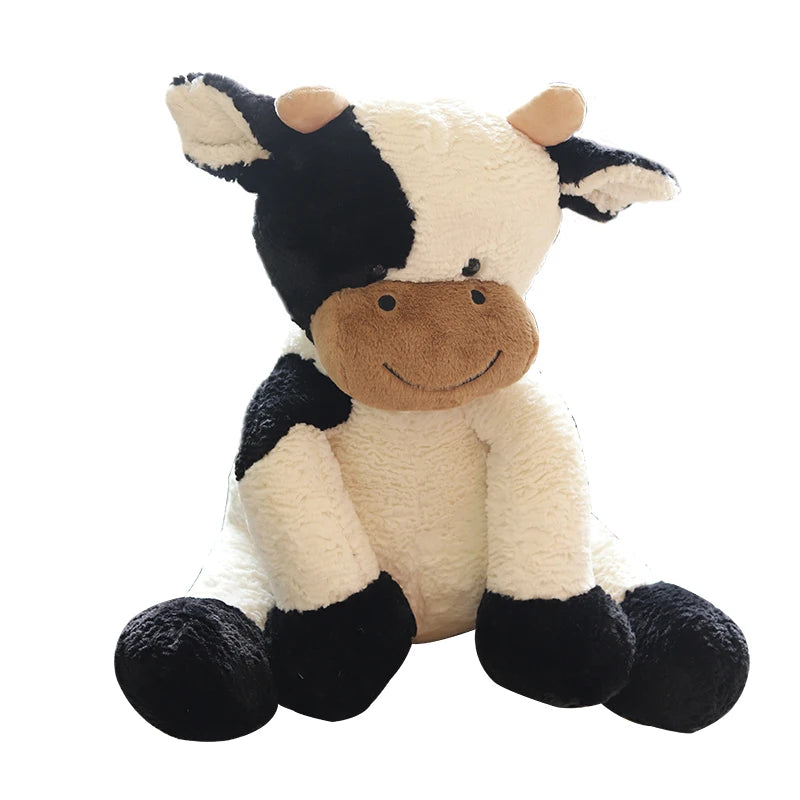 Lusy Store LLC Sitting Milk Cow Year Plush Toys Lifelike Stuffed Animal Doll Cute Appease Cattle For Children Kids Christmas Gift Plush