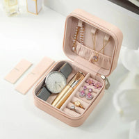 Portable Mini Jewelry Storage Box Travel Organizer Jewelry Case Leather Storage Earrings Necklace Ring Jewelry Organizer Display Lusy Store
