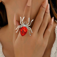 Halloween Spider Open Ring Exaggerate Big Spider Zirconia Crystal Statement Ring for Women Punk Gothic Jewelry Halloween Gift
