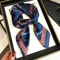 2024 Spring/Summer Breathable Chain Print Neckerchief Fashion 70*70cm Square Scarf Women’s Classical Imitation Silk Bandannas Lusy Store