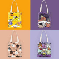 Kawaii Sanrio Halloween Hello Kittys Shoulder Bags Cartoon Anime Kuromi Girl Canvas Shoulder Bag Shopping BagNo zipper