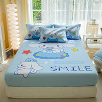 Hello Kitty Fitted Sheet Bed Cover Nonslip Mattress Cover Soft Bedding Brushed Protector A