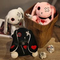 Lusy Store LLC Creepy Goth Bunny Plush Crazy Rabbit Plushie Toys Spooky Gothic Bunny Stuffed Animal Cute Horror Dreadful Bunny Doll Plush