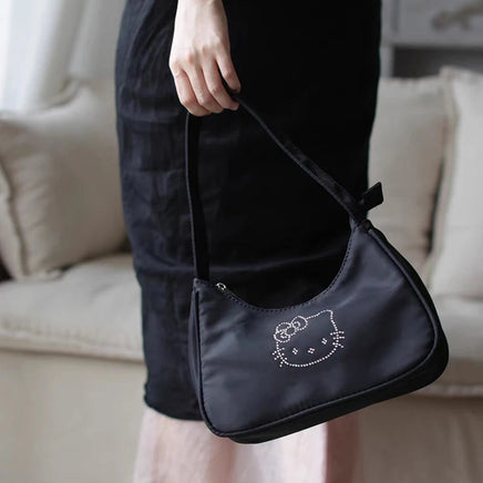 Kawaii Hello Kitty Diamond Tote Sanrio KT Handbags Dumpling Handbags Fashion Shoulder Armpit Bags Women's Satchel Backbags Gifts