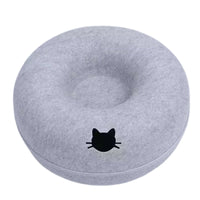Felt Donut Bed for Cats House With Breather Hole Dog Bed Interactive Play Toys for Cats to Hide 2 in 1 Tunnel for Cats Bed Light Grey with hole