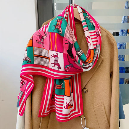 160x33CM Luxury Winter Silk Cashmere Scarf Women Animals Print Manual Hand Rolled Shawl Warm Long Scarves Wraps Pashmina Bandana Lusy Store