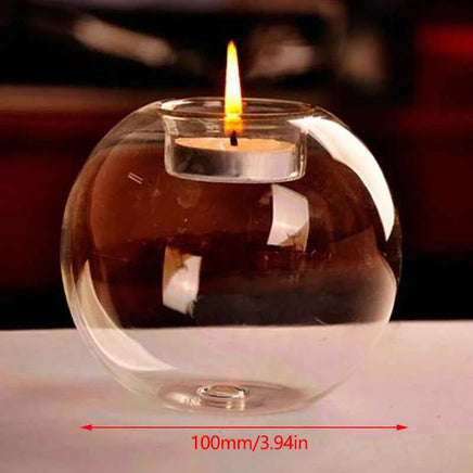 Clear Glass Tea Spot Candle Holder, Hollow Round Light, Living Room Decoration, Wedding Decoration, Home Decoration, 1PC 10cm