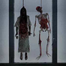 Halloween Skeleton Ghost Window Sticker Horror Female Ghost Window Clings Decals Bloody Skull Wall Sticker Halloween Party Decor