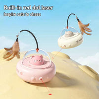 UFO Smart Teaser Cat Toy Electric Cat Teaser Stick With Bell Training Pet Toys Replaceable Feather Interactive Cat Supplies