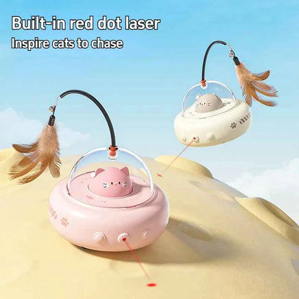UFO Smart Teaser Cat Toy Electric Cat Teaser Stick With Bell Training Pet Toys Replaceable Feather Interactive Cat Supplies