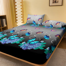 Lusy Store 1 Piece of Flower Flying Butterfly Dance Pattern Frosted Bedsheet, Bedroom Printed Bedspread, Bedding (Excluding Pillowcases) 
